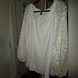 SHEIN Cream Blouse 24/26 PLUS 4 for $20 with Textured  Ballon Sleeves